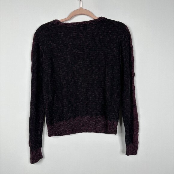 2/$30 Kendall & Kylie Stripe Cable Knit Sweater Black Burgundyt #A0623 TRB3 - Picture 4 of 7